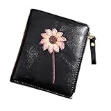 yarnow portafoglio pieghevole da donna in pu cerniera portamonete corto compatto e sottile design bifold motivo floreale per contanti e carte regalo per compleanno e natale