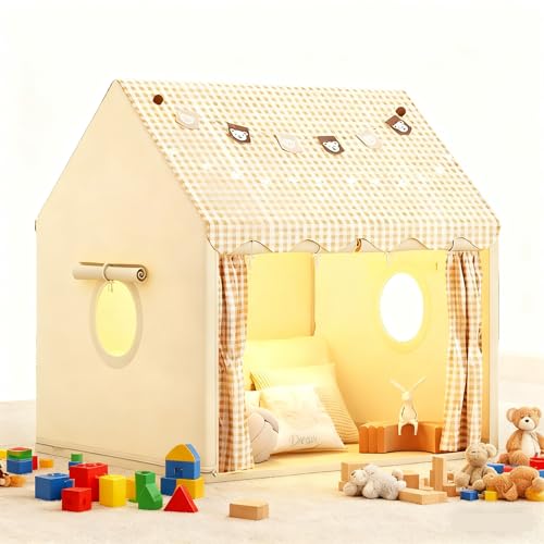 Tienda de juegos para niños Strixorn, tienda de campaña para niños con cadena de luces LED y bandera colorida, tienda para leer y sala de juegos, casa de juegos para niños, decoración para habitación