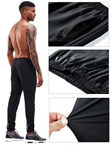 Yawho Men's Sweatpants Athletic Jogging Pants Sport Joggers Trousers For Workout,Gym,Running,Training With Zipper Pockets (1601 Black, S) #TOP3
