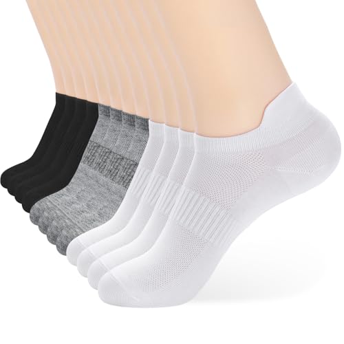 Image of ATBITER Ankle Socks Womens and Men Thin Athletic Running Low Cut No Show Socks With Heel Tab 6-12 Pairs | White Short Summer Athletic Running Yoga Pilates Workout Sneaker Socks Lightweight Non Slip Size 7-9 9-11