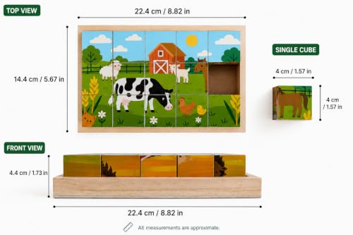 Alpacaboo Wooden Cube Puzzle for Toddlers and Preschoolers, Age 3+, Montessori Learning Toy, 15 Wooden Cubes, 6 Farm Animal Images, Educational Girl and Boy Toys, Birthday Gift for Kids - Image 9