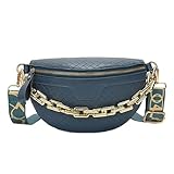 Thick Chain Women's Fanny Pack Plaid leather Waist Bag Shoulder Crossbody Chest Bags Luxury Designer...