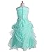 FAIRY COUPLE Girl's Ruffled Applique Flower Girl Communion Pageant Dress K0073 (12, Aqua)