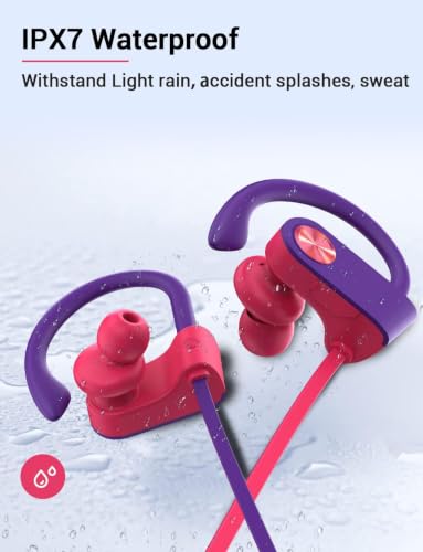 Image of Bluetooth Headphones, Bluetooth 5.3 IPX7 Waterproof Wireless Sports Earbuds for Workout Gym, 16 Hrs Playtime Running Headphones with Noise Cancelling Mic, HiFi Bass Stereo in-Ear Earphones