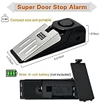 2 Pack Portable Door Stop Alarm, Door Stopper with 120db Loud Security Alarm, Travel Door, Doorstops Wedge Sensors Security Devices for Traveling Apartment Hotel and Home (Black) - Image 2