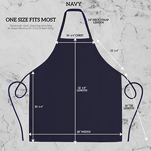 Image of GREEN LIFESTYLE 120 Pack Professional Chef Apron- Grilling Aprons for Men, Waterproof Cooking Apron for BBQ, Work or Restaurant Use, Kitchen Aprons for Women - Navy Blue, No Pockets