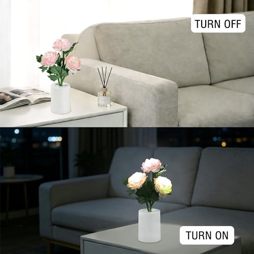 Image of Artificial Pink Peony Flower Lamp, Home Decor Light Birthday Gifts for Women