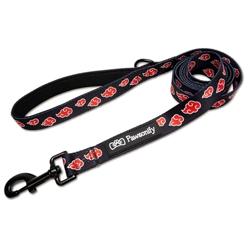 Akatsuki Dog Leash for Small Dogs, Medium, Large Dogs Heavy Duty Extra Strong Dog Lead for All Breeds/Sizes, Officially Licensed Black & Red Akatsuki Cloak Inspired 6ft Long Leash for Dogs -Med