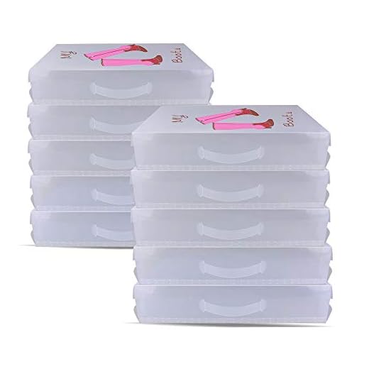 IVhomeshop - Caja apilable para Zapatos de Mujer (5/10 Unidades, plástico, para Botas Altas y hasta la Rodilla), plástico, Rosa, 52x30x11cm