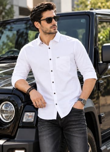 Majestic Man Men Classic Slim Fit Cotton Casual Shirt Milky White - Image 3