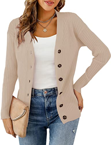 LIENRIDY Women's Knit Cardigan Long Sleeve Button Down Sweater Lightweight Cardigans, S-XL