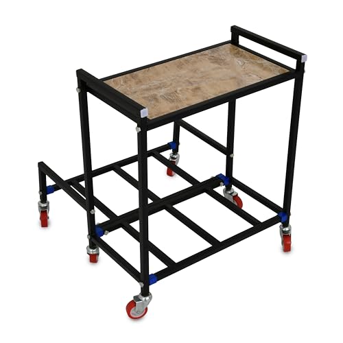 Image of NEOSTAR 2-Tier Wooden Top Metal UPS Stand /Trolley for Two Batteries and Inverter for Home and Office I Load Capacity 160 kg I Double Battery Inverter Stand with 2.5 Inch Wheels.