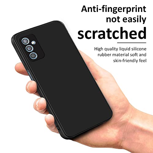 Image of WOW IMAGINE Ultra Slim Soft Rubberised Back Cover Case for Samsung Galaxy M52 5G | Inner Velvet Fabric Lining | Matte Silicone Flexible Camera Protection Back Case - Black