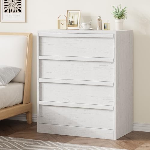 GarveeHome 4 Drawer Dresser for Bedroom, 39in Tall Nightstand 4 Chest of Drawers with Large Storage, Small Modern Bedside End Table for Living Room, N