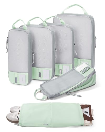 Image of BAGSMART Compression Packing Cubes for Travel, Lightweight Vacation Essentials, Suitcase Organizer Bags, Durable Luggage Organizer, 6 /4 /2 Set Options, Lime