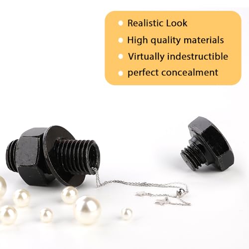 Livebe Fake Bolt Diversion Safe with Real Heavy Weight,Hidden Secret Storage Compartment for Cash and Small Items (Black Small)