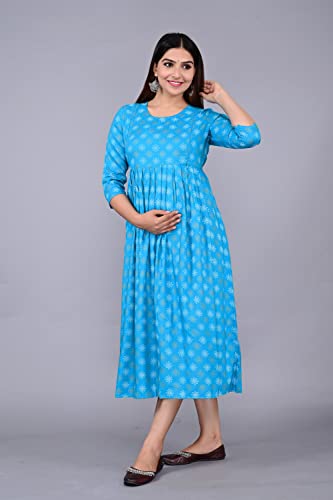 Image of Dhruvi Women's Rayon Anarkali Maternity Dress & Feeding Kurti with Zippers