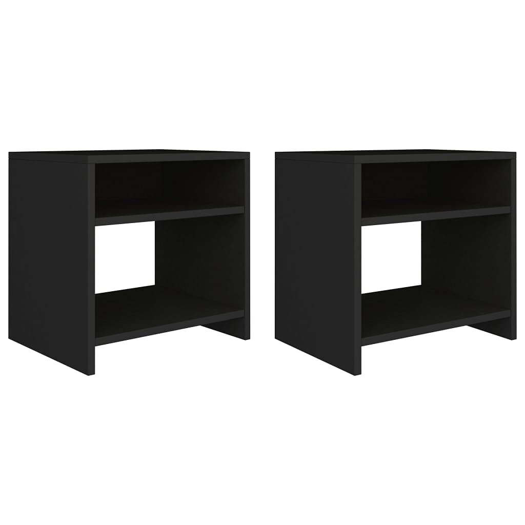 Table de chevet noire lot de 2 en bois gain de place petit espace