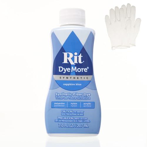 Rit DyeMore 7 Oz. Synthetic Liquid Fiber Dye Single Pack with Plastic Gloves for Clothing Dcor and Crafts Sapphire Blue