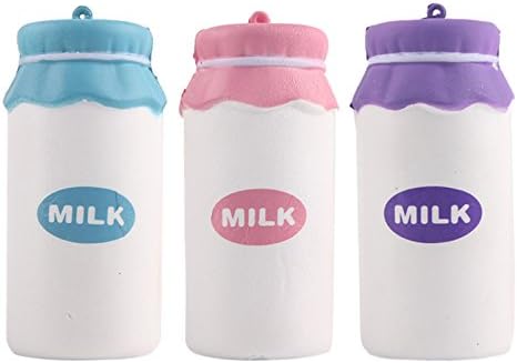 WENHAI 1 Pcs Kawaii Squishy Milk Bottle Slow Rising Bread Squishy Charm Squishies Bread,Color Randomly