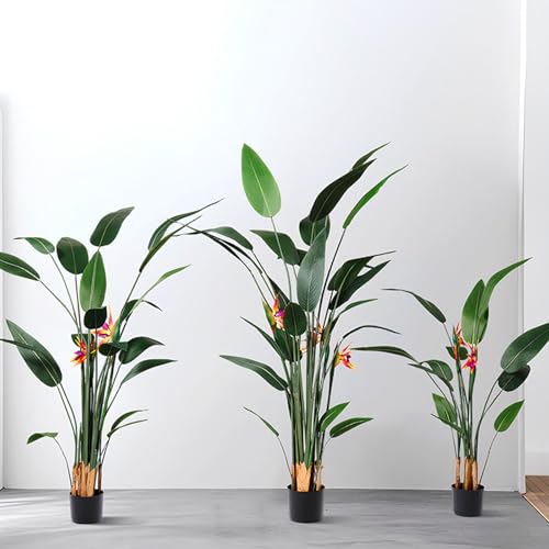 観葉植物フェイク大型,フェイクグリーン 大型,人工観葉植物,造花 観葉植物,フェイクグリーンパキラ,フェイクグリーン大型ヤシ,本物そっくりの,メンテナンス不要の人工観葉植物,様々な環境に適した観葉植物 フェイク 大型,模擬緑植物造園 (極楽鳥, 150cm) [4]