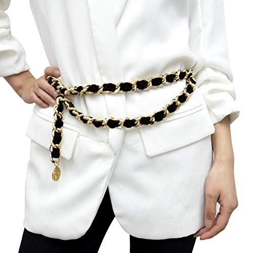 Mrotrida Women's Chain Belts Fashion Layered Flocking Cloth Belts for Dress Ves4