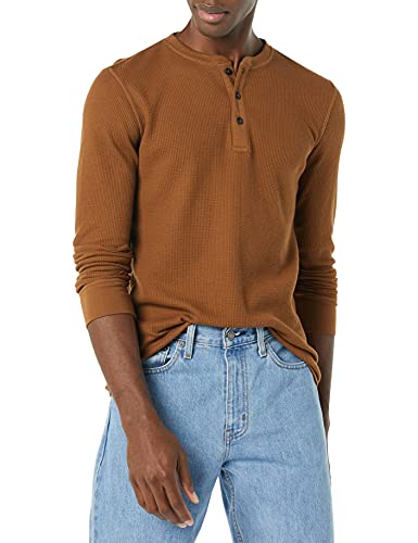 Amazon Essentials Men's Slim-fit Long-Sleeve Waffle Henley, Light Brown, X-Large - image 1