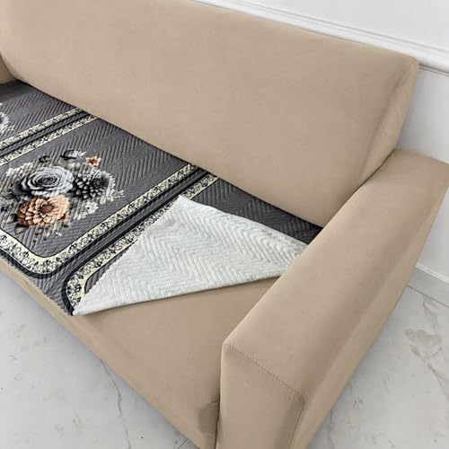 Image of Homerz 'Brooklyn Series' Premium Sofa Cover | Quilted Floral Design | Non-Slip Washable Sofa Protector | Soft Anti Slip Fabric (Grey, 5 (3+2) Seater, Only Seat Cover)