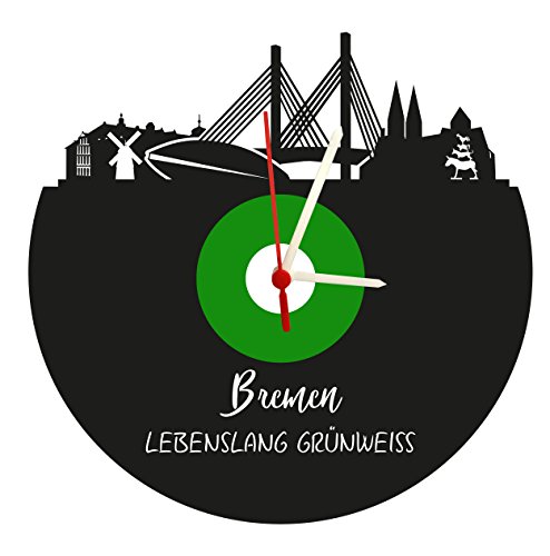 Bremen Horloge Murale avec Mouvement à Quartz Design Skyline Vert/Blanc