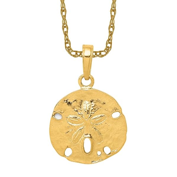 IceCarats 14K Solid Yellow Gold Sand Dollar Sea Star Starfish Necklace Chain Pendant Charm2