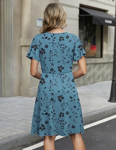Image of Zeagoo Womens Summer Dresses Wrap V Neck Dress Floral A-Line Ruffle Sleeve Casual Sundress with Pockets 2026