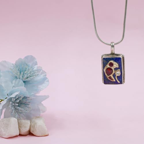 Sangeeta Boochra 925 Sterling Silver Lapis Pendant|Fine Jewellery for Women & Girls|Certificate of Authenticity and 925 Stamp|Handcrafted - Image 2