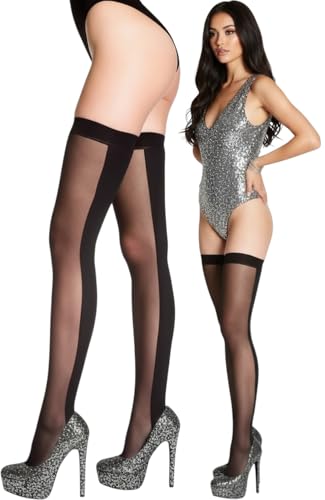 Image of ToBeInStyle Women's Novelty Vertical Spiral Striped Thigh High Stockings