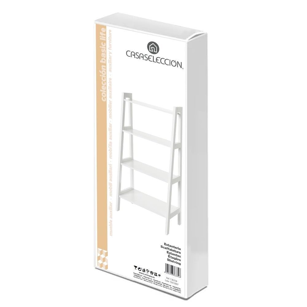 LOLAhome - Estantería de 4 estantes de Acero y Madera MDF Negro y Natural de 77x114x33 cm. Diseño Industrial asimétrico para salón Libros y Figuras con un Toque Antiguo Realista