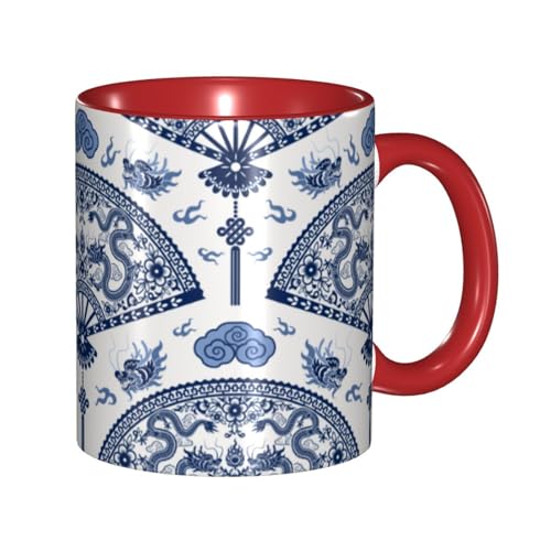 マグカップ 青 龍 ドラゴン柄 和風 伝統 コーヒーカップ 330ml 陶器 食器 おしゃれ 男女兼用 ミルクコップ コーヒー ティー オフィス 家庭用 誕生日 贈り物