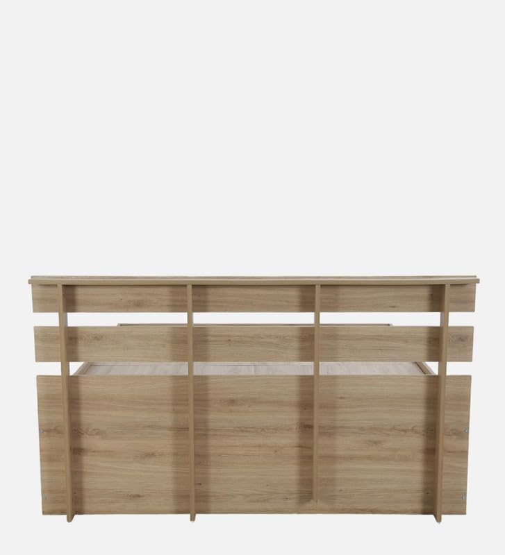 Image of Mintwud Pepperfry Engineered Wood Queen Size Bed with Box Storage | Wooden Double Bed Cot Palang Furniture with Headboard for Home Bedroom Living Room and Hotel (French Oak Finish)