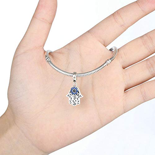 925 Sterling Silver Hamsa Hand Evil Eye Charm for Pandora Bracelet - Birthday and Anniversary (Silver)4