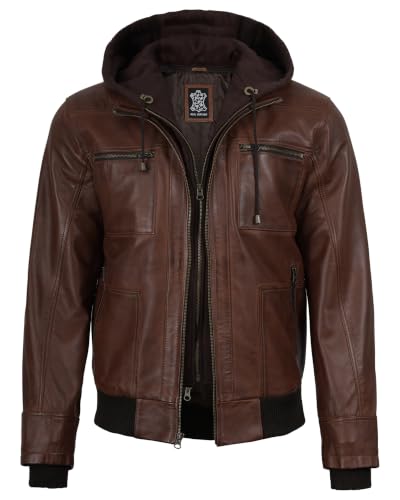 Image of Blingsoul Leather Jacket Men With Detachable Hooded - Real lambskin Leather Jackets For Mens