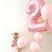 40 Inch Balloon Number 2 Pastel Pink, Large Foil Light Pink Number Balloons Set 0-9 for Girls Women, Digital 2 Helium Balloons for Girls 2nd Birthday Graduation Princess Party Decorations