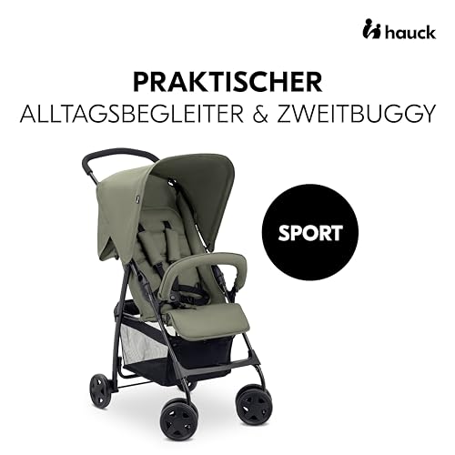 Image of Hauck Baby Stroller Lightweight Pushchair with Swivel Wheels, Green