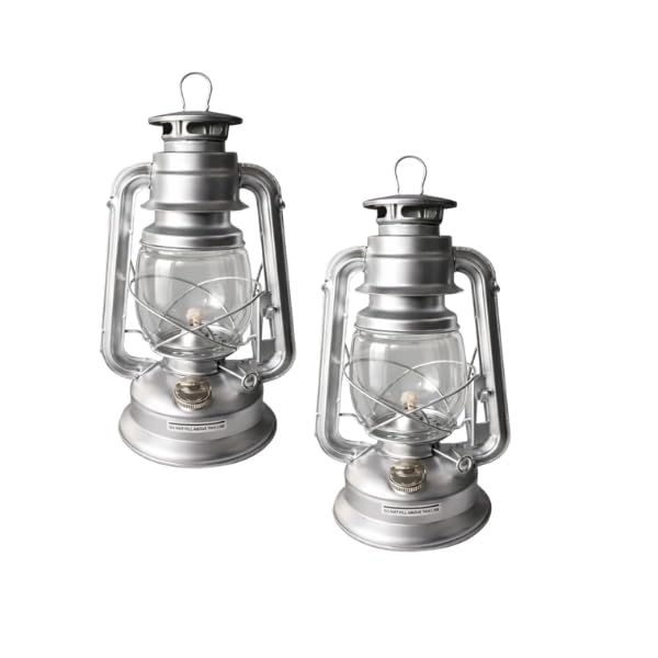 Garden Mile 2 Pack Paraffin Hurricane Lantern 11" โ Traditional Oil Camping Lantern with Adjustable Wick, Hanging Hook & Childproof Lock โ Non Electric Outdoor Emergency Lantern for Camping, Caravan