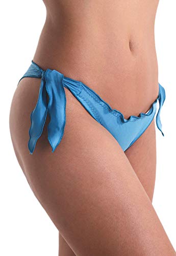 Calcinha Biquíni Avulso Fru-Fru de Amarrar Orquídea - Azul Claro - M