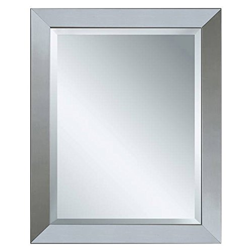 Head West 26 x 32 Modern Brush Nickel Mirror, 26x32 inches