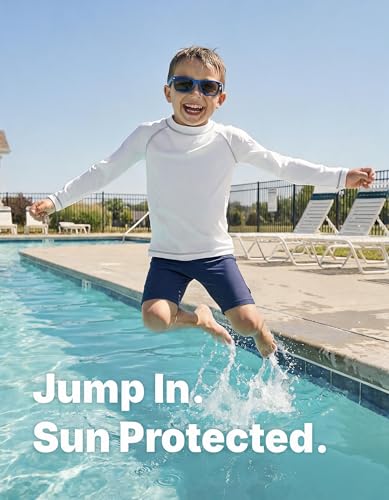 Image of City Threads Rash Guard for Boys SPF 50+ Made in USA, Long Sleeve Swim Shirt with Sun Protection, Toddler, and Youth Sizes