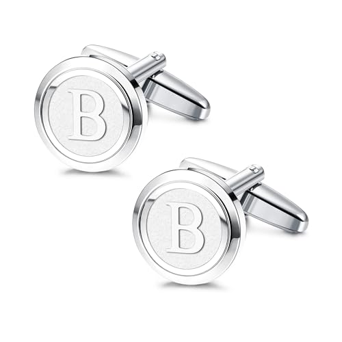 Image of LOYALLOOK Initial Gold Cufflinks for Men Gold Cuff Links Personalized Copper CuffLinks Letter Cufflinks Gift for Groom Husband Father