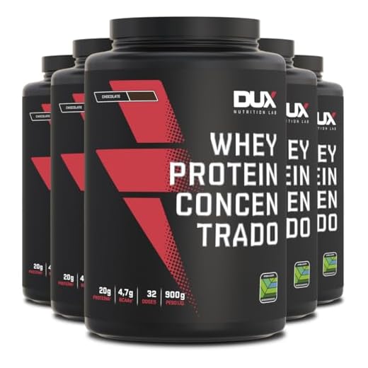 Kit 5 Whey Protein Concentrado Dux Chocolate 900g