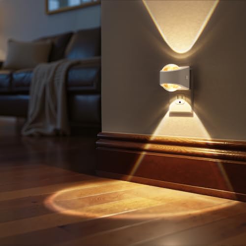 Image of Briignite Projector Night Light, Rotating Night Lights Plug into Wall Dimmable, Soft White 3000K, Dusk to Dawn LED Nightlight for Kids, Bedroom, Nursery, Bathroom, Home Decor, Gaming Room