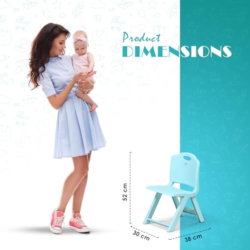 Image of HAPPY BEAR Foldable Kids | Foldable Study | Space-Saving, Portable, and Supports up to 30kg |Folding Stool | Kids Study Chair (Blue /Blue)