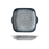 Plato para hornear Horno microondas, utensilios for hornear, tazón ancho for fideos, bandeja de cerámica de doble oreja for el hogar(Blue)