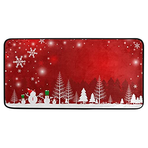 Kitchen Rugs Christmas Tree Snowman Design Non-Slip Soft Kitchen Mats Bath Rug Runner Doormats Carpet for Home Decor, 39